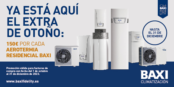 150€ por cada aerotermia residencial Baxi