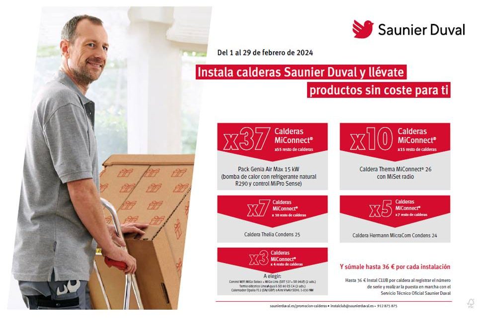 PRODUCTOS SIN COSTE PARA INSTALADORES CON SAUNIER DUVAL